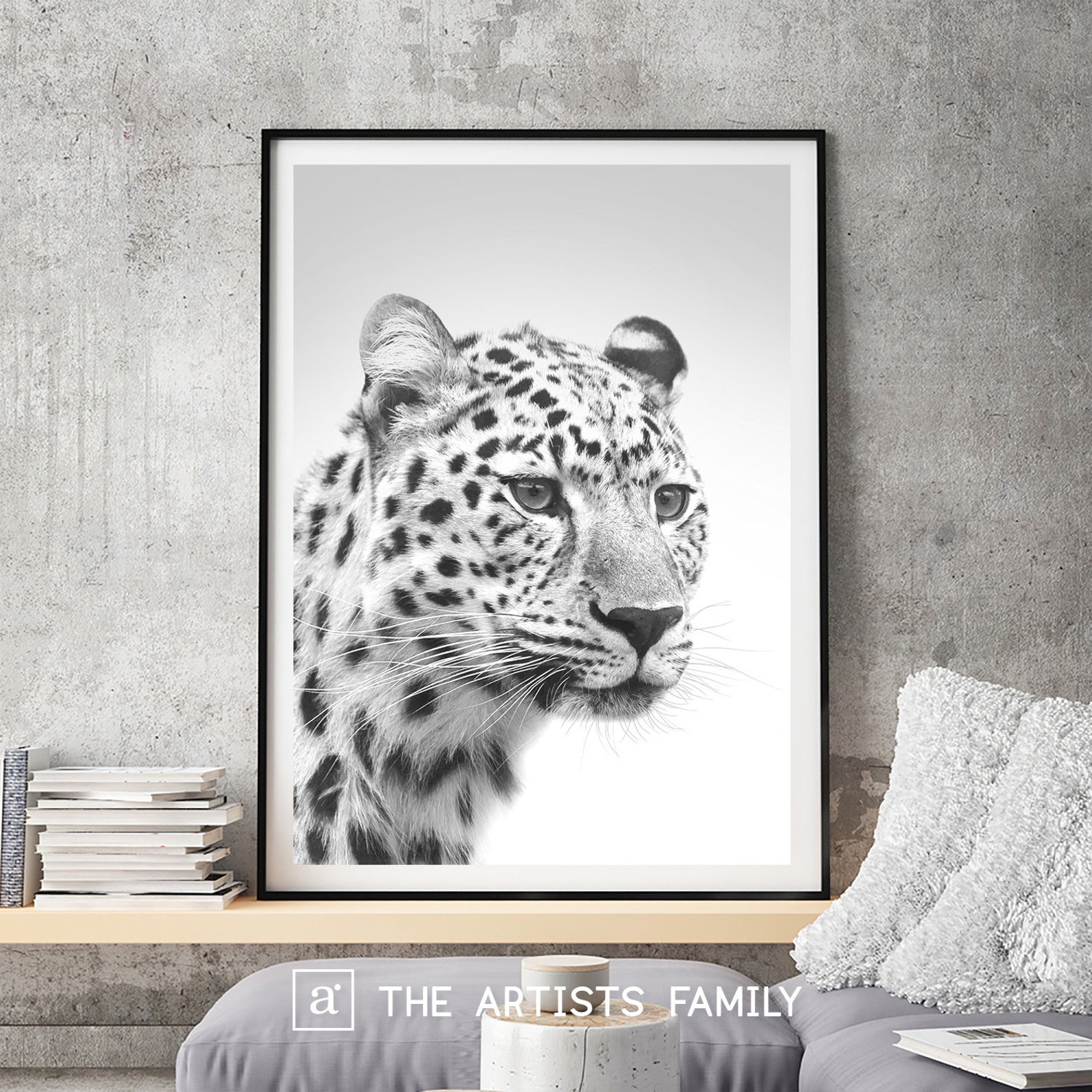 Leopard Downloadable Prints Black and White Wall Art | Etsy