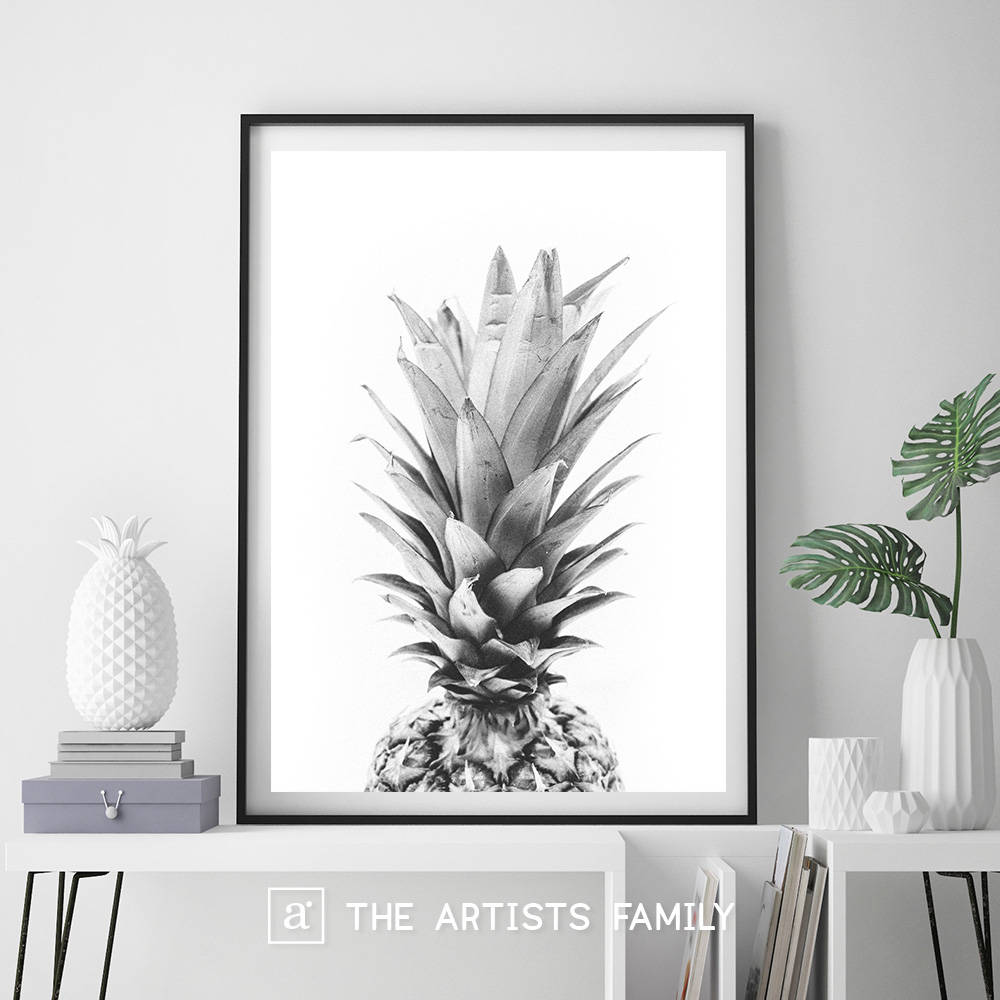 Pineapple Print Downloadable Prints Black and White Art | Etsy