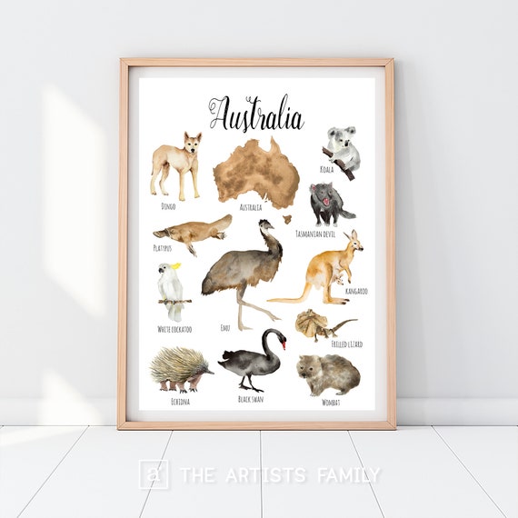 AUSTRALIA Continent Animals Downloadable Prints Watercolor - Etsy Canada AUSTRALIA Continent Animals Downloadable Prints Watercolor - Etsy Canada