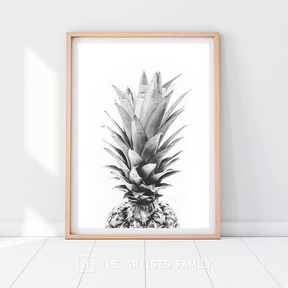 Pineapple Print Downloadable Prints Black and White Art | Etsy