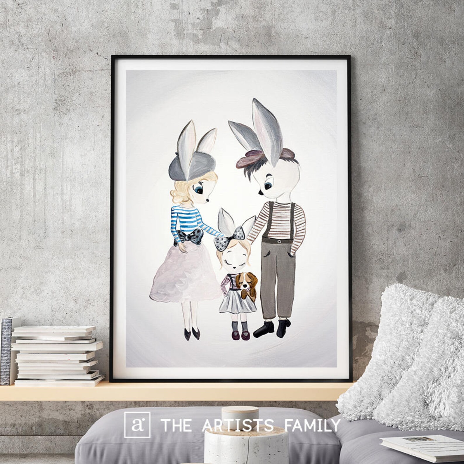 Rabbit Family Print Downloadable Prints Painting Prints - Etsy