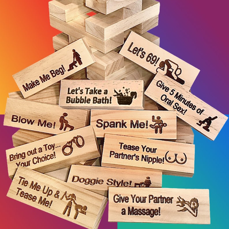 wood blocks stacking game with engraved commands and pictures such as make me beg spank me sex games juegos eróticos sexuales para adultos sex stack wedding night sex toys starter sex toys sex dice for couples naughty couples sex dice erotic dice
