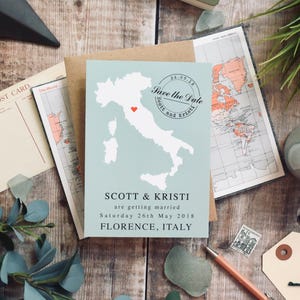 Kaart Save the Date-briefkaart, bestemming bruiloft briefpapier, aangepaste kaart bruiloft, reisthema bruiloft briefpapier, bruiloft in het buitenland