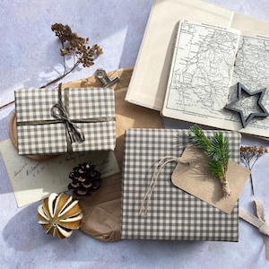 Gingham Paper Fibre 42cm x 29.7 (A3)  Size Wrapping Paper Sheet