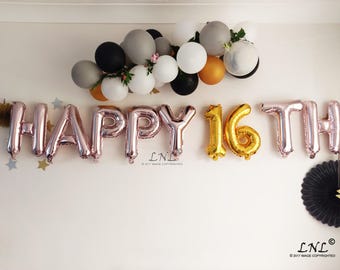 Happy 21 Rose Gold Balloons Birthday Ballloons Garland Etsy Happy 21 Rose Gold Balloons Birthday Ballloons Garland Etsy