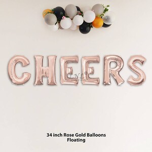 CHEERS Rose Gold Balloons 34" Letter Ballloons Garland Balloons Wedding, Bride, Bridal, Birthday, Party, Sweet Cart, Floating Helium Air