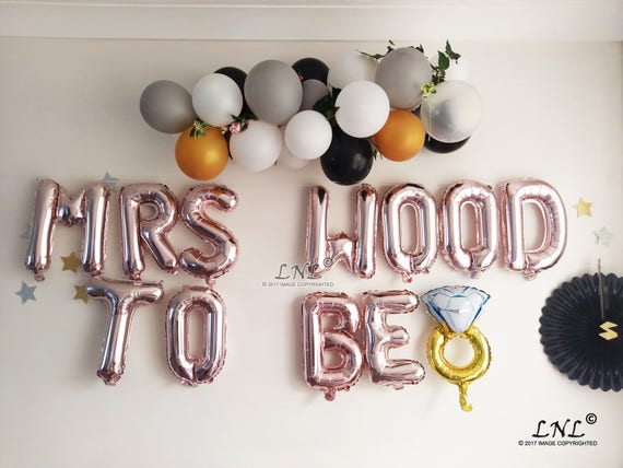 Mrs To Be Custom Name Rose Gold Gold Balloons Silver Etsy
