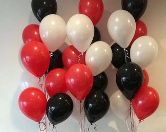 Balloon Bouquet, Wedding Balloons, Party Balloons, Birthday Balloons, Red Balloons, Black, White Balloons 11 inch, Pack of 24