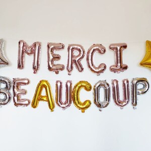 Ballons en or rose, MERCI BEAUCOUP lettre Ballloons, guirlande ballons, argent, or ballons, ballons Party, bébé, anniversaire, je vous remercie