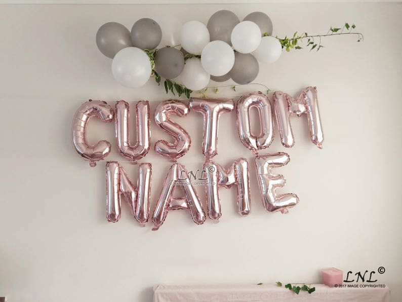 custom Phrase Gold Personalized Ballloons Letters Banner Silver Garland Balloons Merry Christmas Tree Custom Name Rose Gold Balloons