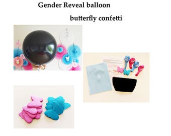 Black Balloon Butterflye xl Blue Pink, Baby Shower, DIY tail, Gender Reveal Balloon, Boy Girl, elephant balloon bouquet