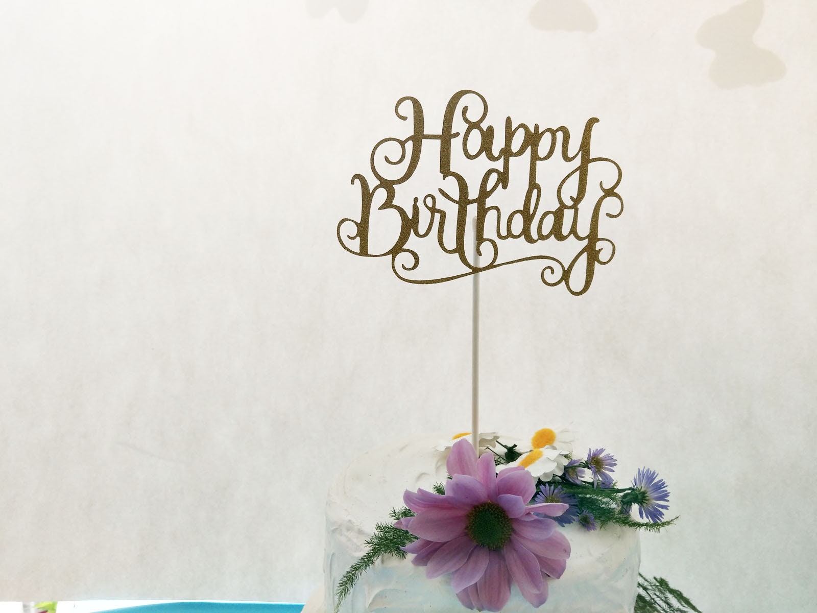 Happy Birthday Cake Topper, Glitter Cake Topper, Party Cake Topper