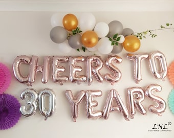 Cheers to 30, 40, 16 Rose Gold Balloons, Birthday Ballloons, Garland Balloons, Silver, Gold Balloons, Feliz, Letters, Bon Anniversaire, Age