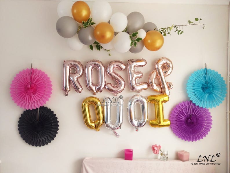Hooray Gold Balloons Silver Rose Gold Balloons, Letters, Wedding, Balloon Banner, Garland, Wedding Banner, Fiesta, Party, Christmas image 4