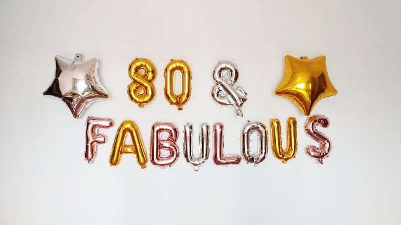 Party Balloons Garland Balloons Event Silver 80 /& Fabulous Rose Gold Balloons Anniversary Gold Balloons Letter Ballloons Birthday