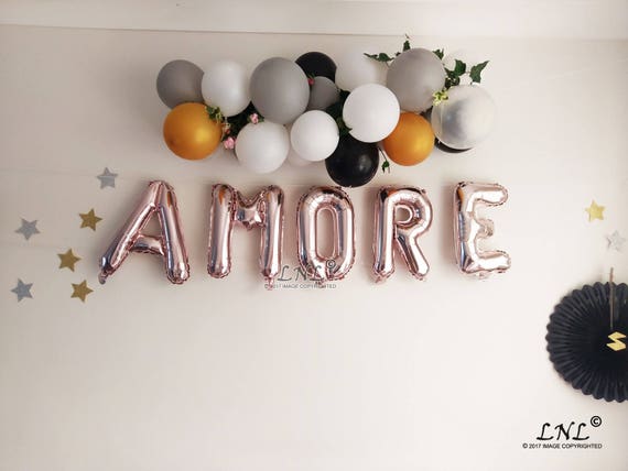 Or Rose AMORE ballons Les ballons or Ballons dargent Mariage Lettres Bridal  Ballon bannière Phrase Sur mesure Amour -  France