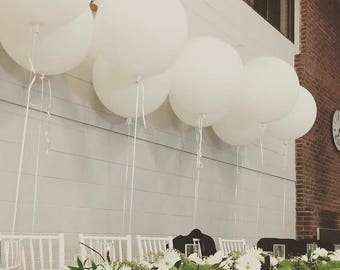 White Balloons HUGE 36" Round Big Wedding Decorations Backdrop Garland Party Photo Prop Bouquet Large Birthday Bachelorette Baby Shower