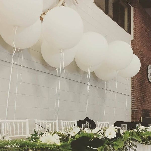 White Balloons HUGE 36" Round Big Wedding Decorations Backdrop Garland Party Photo Prop Bouquet Large Birthday Bachelorette Baby Shower