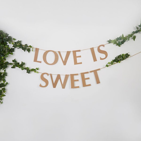 LOVE is SWEET Banner, Letter Bunting, Wedding Buffet, Cart, Bride, Celebration, Party Decor, Bunting, Rustic Wedding, Card, Gift