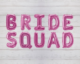 BRIDE SQUAD, Hen Do Rose Gold Balloons, Hen Ballloons, Garland Balloons, Silver, Gold Balloons, Party Balloon, Letters, Bridal Balloon, Pink