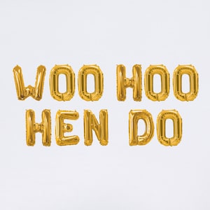 WOO Hoo Hen Do Rose Gold Balloons, Hen Ballloons, Garland Balloons, Silver, Gold Balloons, Party Balloons, Letters, Bridal Balloons