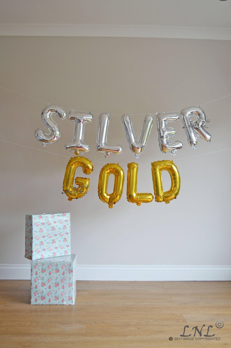 Hooray Gold Balloons Silver Rose Gold Balloons, Letters, Wedding, Balloon Banner, Garland, Wedding Banner, Fiesta, Party, Christmas image 6
