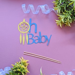 Oh Baby Card Cake Topper Acchiappasogni rosa blu