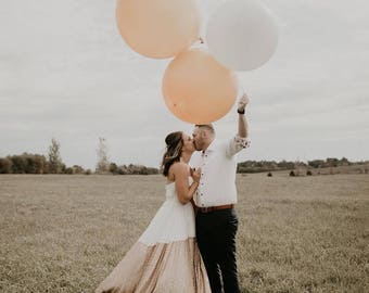 2 Pack Blush and White HUGE 36" inch Balloon Latex Round Balloons Big Wedding Decor & Party Photo Prop Bride Hen Bachelorette