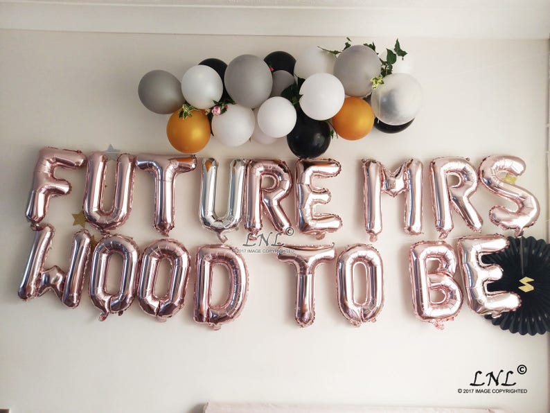 Future Mrs Custom Name To Be Rose Gold Gold Balloons Silver Balloons Wedding Letters Balloon Banner Phrase Custom Balloons image 1