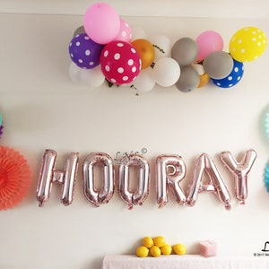 Hooray Gold Balloons Silver Rose Gold Balloons, Letters, Wedding, Balloon Banner, Garland, Wedding Banner, Fiesta, Party, Christmas image 2