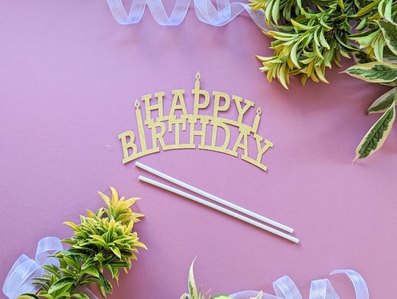 Happy Birthday Cake Topper, Glitter Cake Topper, Party Cake Topper