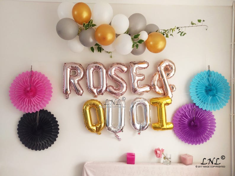 Hooray Gold Balloons Silver Rose Gold Balloons, Letters, Wedding, Balloon Banner, Garland, Wedding Banner, Fiesta, Party, Christmas image 3