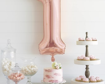 Rose Gold Balloons Balloons Banner Any Number 40 Etsy