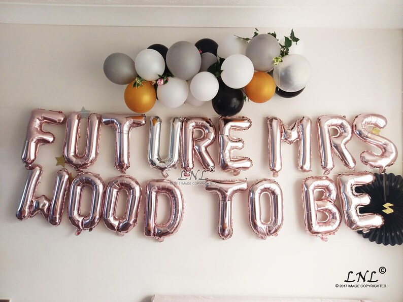 Future Mrs Custom Name To Be Rose Gold Gold Balloons Silver Balloons Wedding Letters Balloon Banner Phrase Custom Balloons image 2