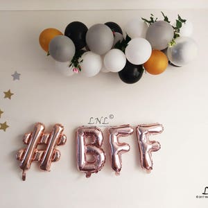 BFF globos de oro / globos de plata / oro rosa, cartas, bandera de globo, guirnalda, estandarte de la boda, Fiesta, Año Nuevo, hashtag de Navidad