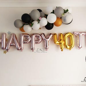 Feliz 40o Globos de Oro Rosa, Bolas de Cumpleaños, Globos de Oro Personalizados, Globos de Cartas, Globos de Fiesta, Fiesta, Bon Anniversaire, Personalizado