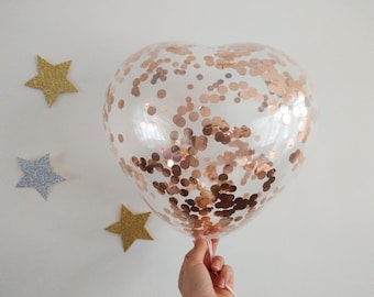 Rose Gold Confetti Heart Balloons, Foil, Wedding, Bridal, Bride to be, Hen Balloons, Tassel, Ceiling Balloons, Clear Balloons, Baby Shower