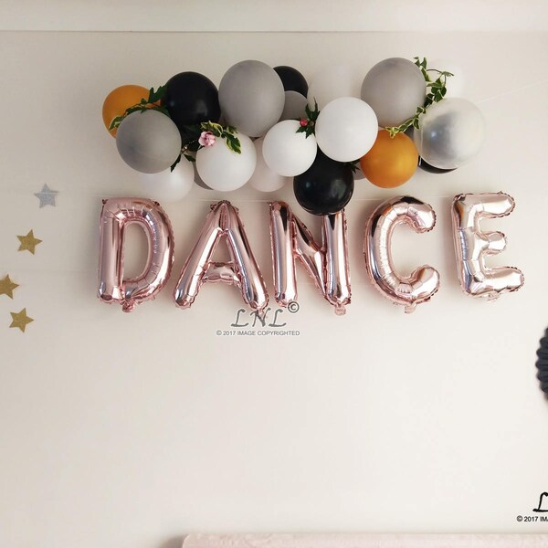 DANCE Gold Balloons | Silver | Rose Gold Balloons, Letters, Wedding, Balloon Banner, Garland, Wedding Decorations, Flip Flops