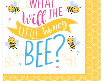Baby Shower Napkins, Paper Napkins, Luncheon Napkins, Servilletas, Serviette, Party Supplies, Gender Reveal, Bee Party