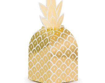 Pineapple Favor Box Thank you Sweets Box Candy Wedding Hawaii Aloha Beach Theme Gold Favors