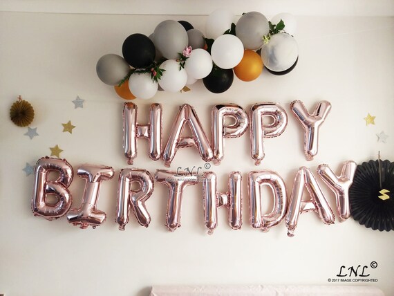 TRIXES Happy Anniversary Ballons – 16 Folienbuchstaben, Rosen-gold, 40cm, Partydeko Für Jubiläum