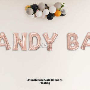 CANDY BAR Rose Gold Balloons 34" Letter Ballloons Garland Balloons Wedding, Bride, Bridal, Birthday, Party, Sweet Cart, Floating Helium Air