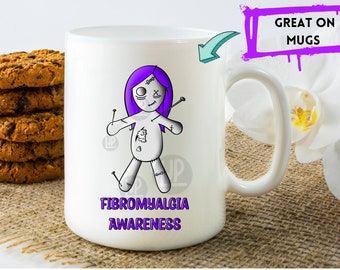 Fibromyalgie voodoo-pop vrouw - fibromyalgie bewustzijn - instant digitale download - png-bestand - transparante afbeelding