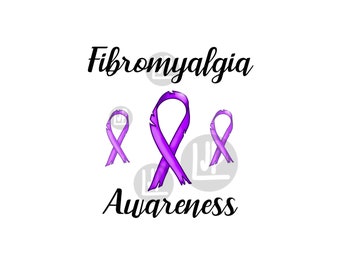 Digitale Download - PNG-bestand - Transparante afbeelding - Nieuw - "Fibromyalgie Awareness" 3 linten