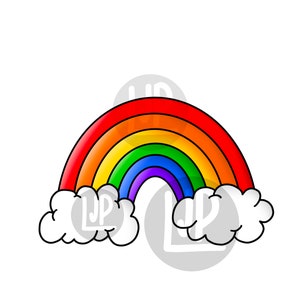 Rainbow  Digital Download - Rainbow and Clouds - PNG File - Transparent image