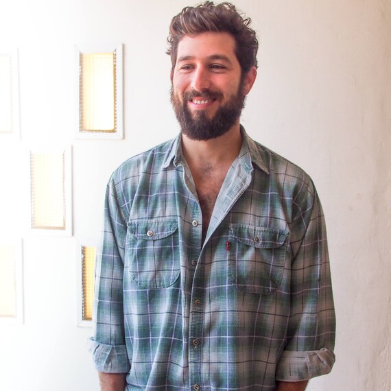 90 S Grunge Soft Flannel Men S Shirt Plaid Lumberjack Etsy