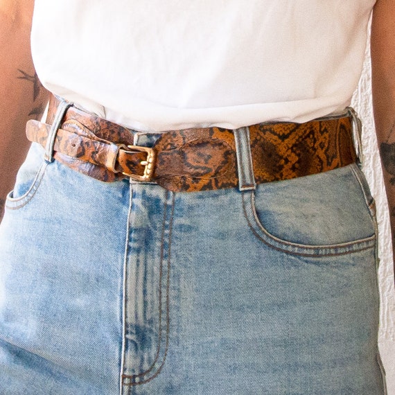 Vintage Belt Brown Animal Print Belt Women Leather Waist Belt | Etsy