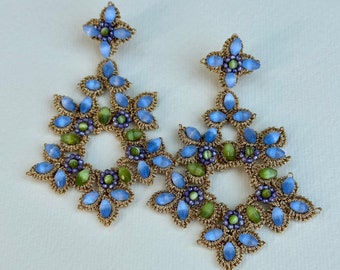 Orecchini chandelier chiacchierino- Tatting lace earrings