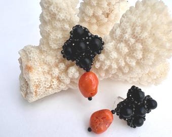 Boucles d'oreilles en corail rouge