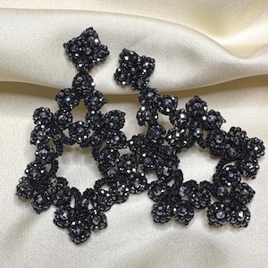 handcrafted chandelier earrings in hand-embroidered tatting lace